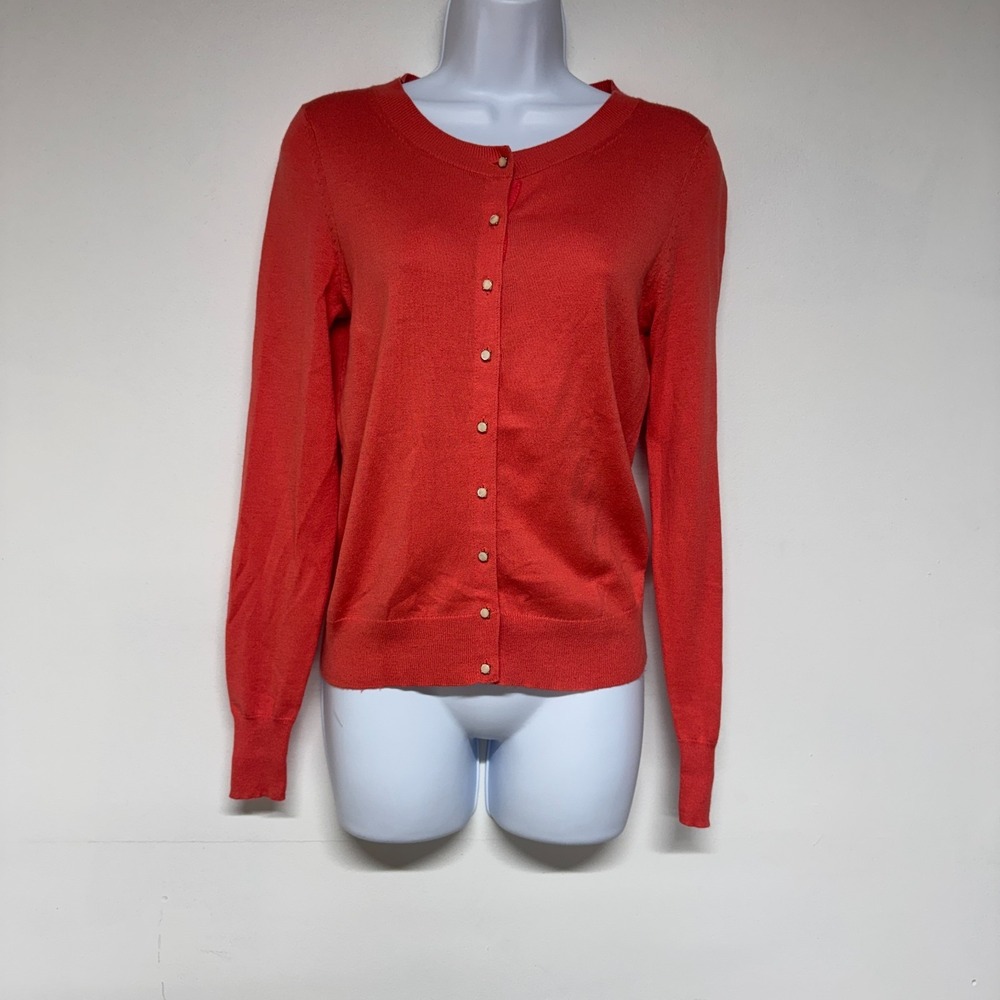Banana Republic Womens Cardigan Sweater Orange Silk Cotton Button Front XS